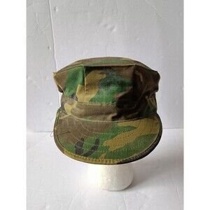 Vintage Military Cap Camouflage Size 8 Utility Army Fatigue Fitted